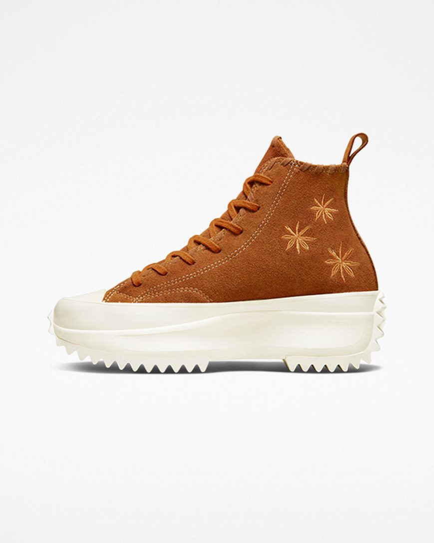 Topanky Na Platforme Converse Run Star Hike Embroidered Florals Vysoke Damske Hnede | SK PFKBR0